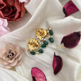 Vriksham Unique Peacock Earring-Red White-Pearls-Green Beads-J3185